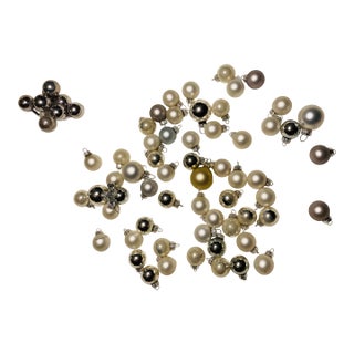 Christmas Ornament Collection Small Shiny & Matte Round Balls in Silver & Platinum For Sale