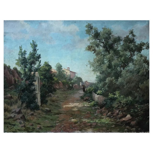 A Roy, Rue d'un Village Rural en été, Oil on Canvas For Sale