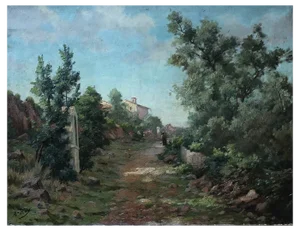 A Roy, Rue d'un Village Rural en été, Oil on Canvas