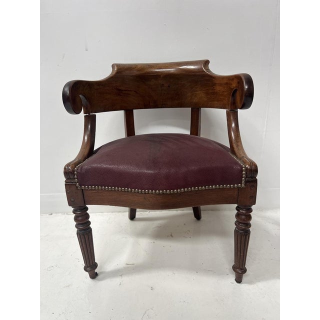 Empire Style Desk Chair in Mahogany and Veneer, 19th Century For Sale - Image 12 of 12