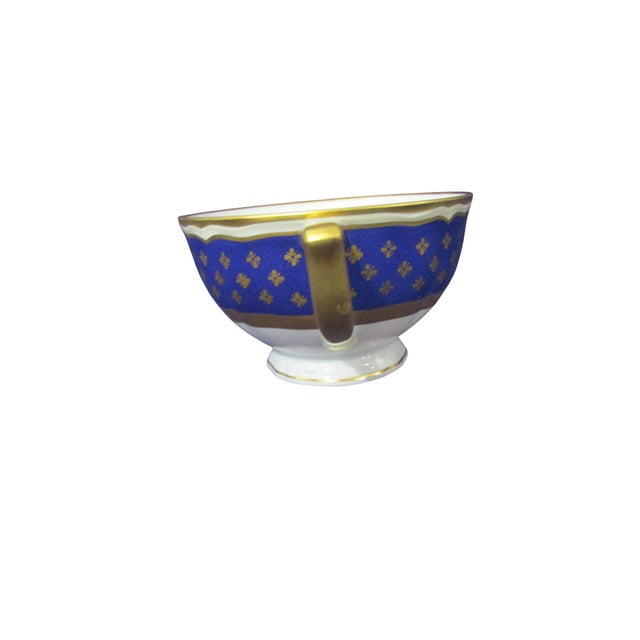 Ceramic 1920s Ceralene Malmaison Cobalt Raynaud Limoges France Cobalt Blue With Gold Stars Cup and Saucer Rooster Mark For Sale - Image 7 of 11