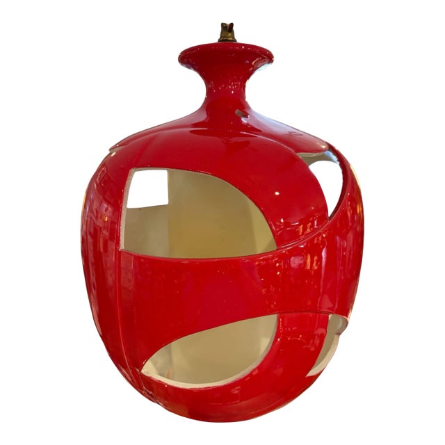 1970s Mid-Century Modern Candy Red "Apple" Pendant Light For Sale