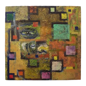 Mid Century Modern Abstract Oil Painting on Canvas