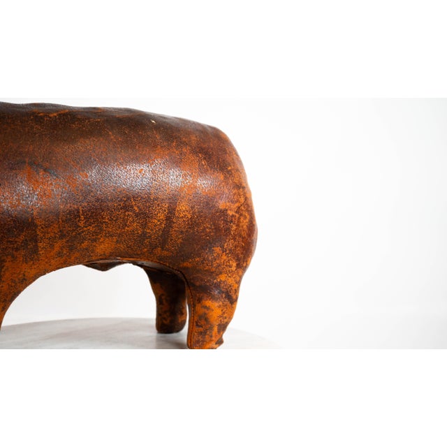 1970s Vintage Dimitri Omersa Leather Pig Footstool For Sale - Image 13 of 17