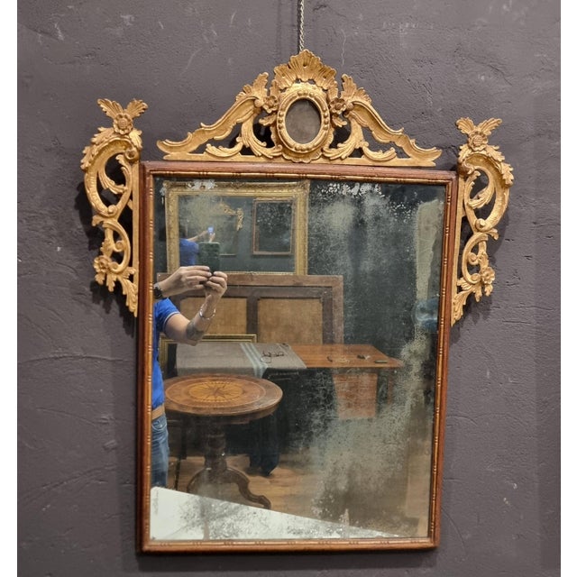 18th Century Louis XVI Mirror Frame with Golden Top, Venice, 1760s For Sale - Image 6 of 9