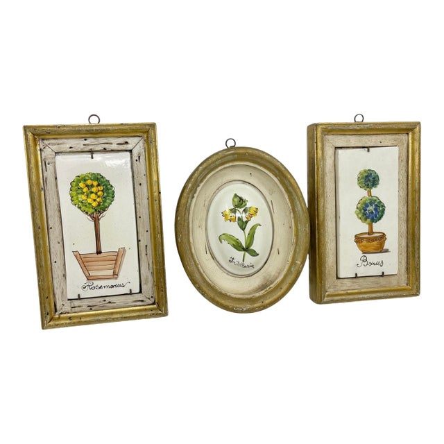 Vintage French Style Topiary Framed Wall Art - A Set of 3 For Sale