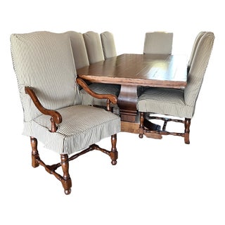 Fremarc Designs Trestle Dining Table and 8 Chairs - Set of 9 For Sale