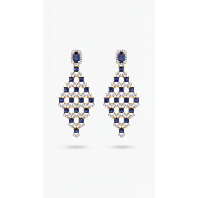 Gemstone details Diamond weight: 1.0 cts Sapphire weight: 1.08 cts 14K gold Gross weight: 14.05 grams Gold weight: 12.59...