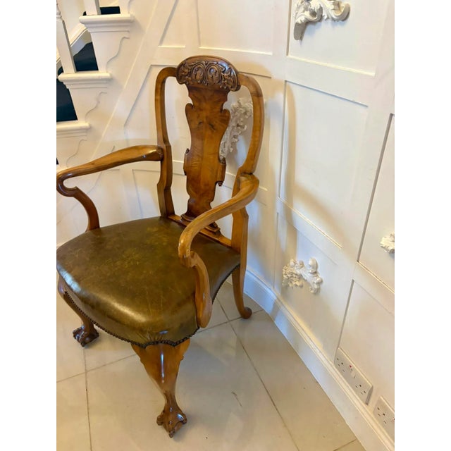 Antique Victorian Carved Walnut Desk Chairs, 1880s, Set of 2 For Sale - Image 4 of 14