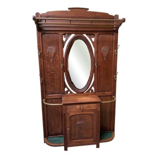 Antique Art Deco Wardrobe with Cabinet and Drawer, 1925 For Sale