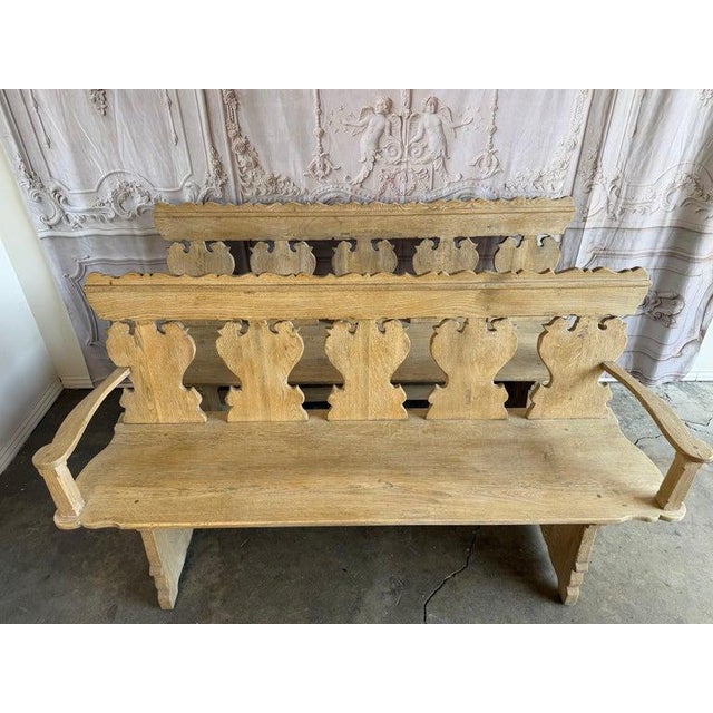 Wood Rustic Hand-Carved Oak Benches, Pair, Folk Art / Spanish Colonial Style For Sale - Image 7 of 17