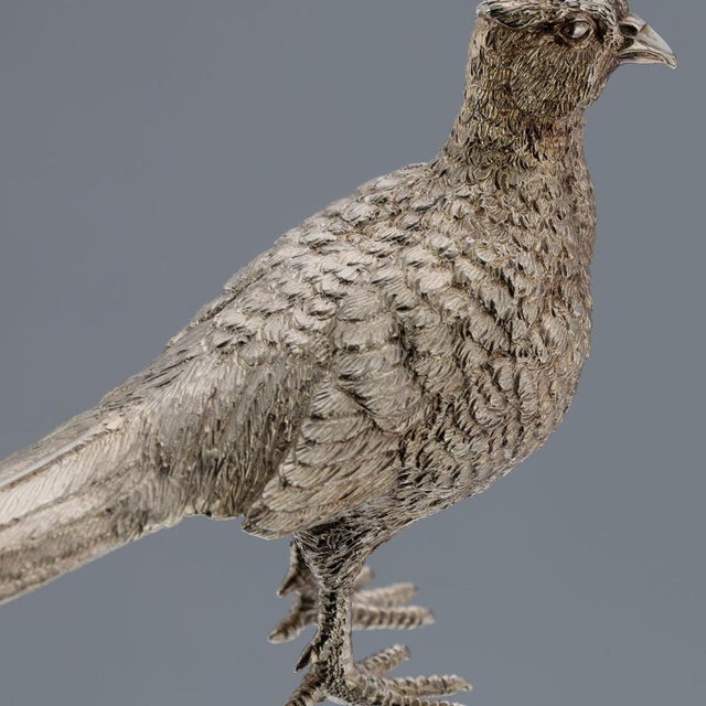 Vintage English Silver Pheasant Salt and Pepper Shakers from Asprey, 1970, Set of 2 For Sale - Image 11 of 18