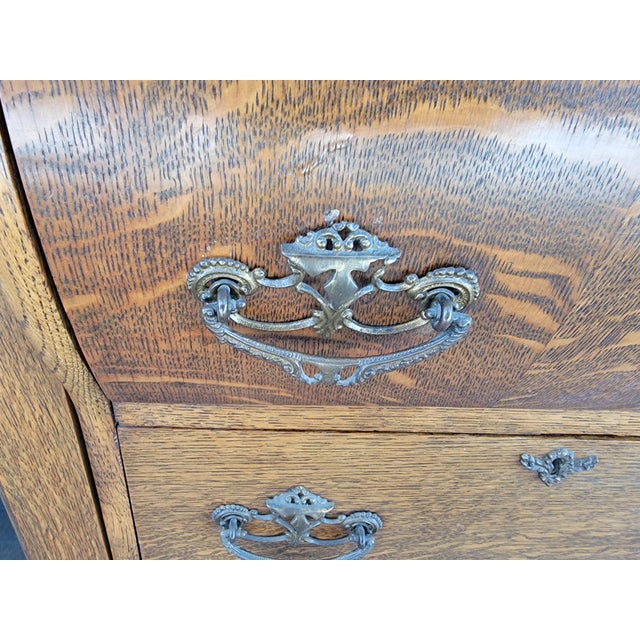 Antique Side by Side Desk, Display and Storage Cabinet. Tiger Oak Circa. 1900 For Sale - Image 14 of 18