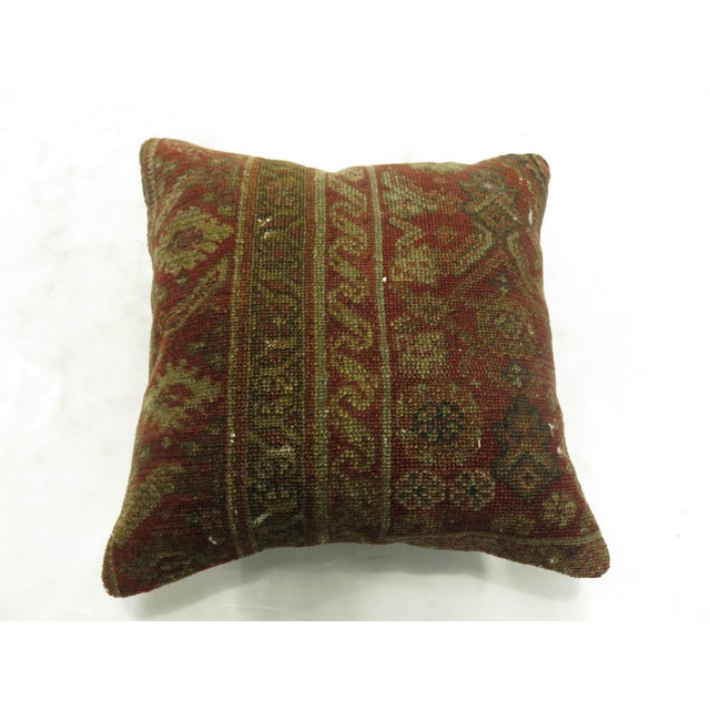 Rustic Antique Rug Pillow For Sale - Image 4 of 5