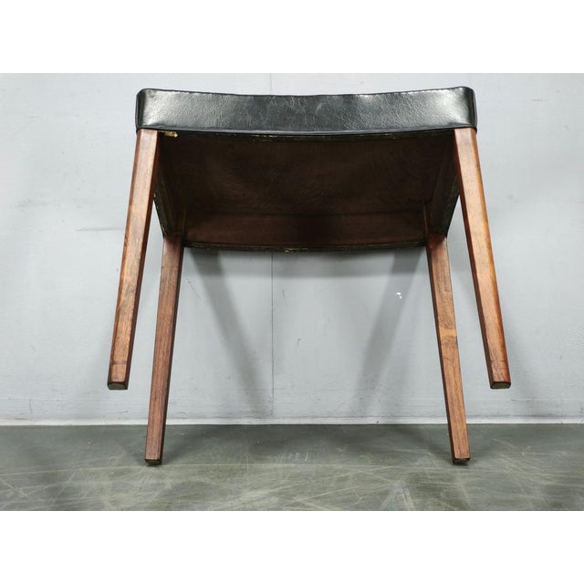 Mid-Century Danish Modern Wood and Black Leather Stool, 1960s For Sale - Image 11 of 12