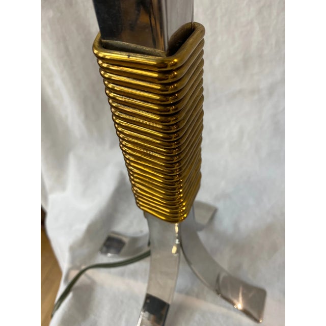 1990s Maitland Smith Lamps With Marble, Brass, and Steel - a Pair For Sale - Image 5 of 11