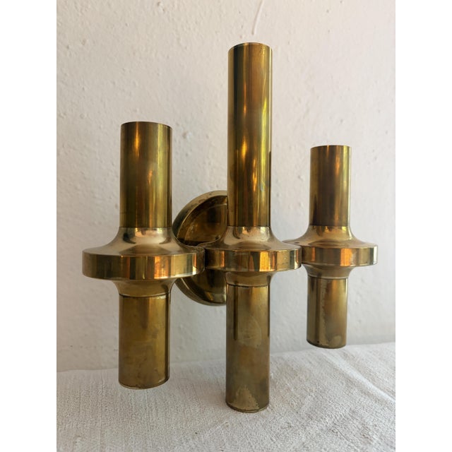 1970s Brass Three-Light Wall Lamp by Gaetano Sciolari, 1970s For Sale - Image 5 of 9