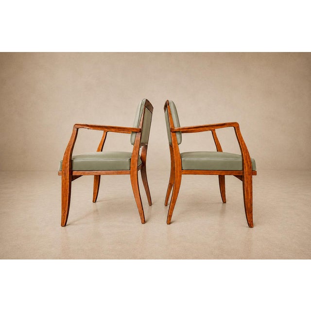 Pair of Caviúna Wood Armchairs in Thick Green Velvet, Brazil, Mid-20th Century - Lot 954 For Sale - Image 14 of 16
