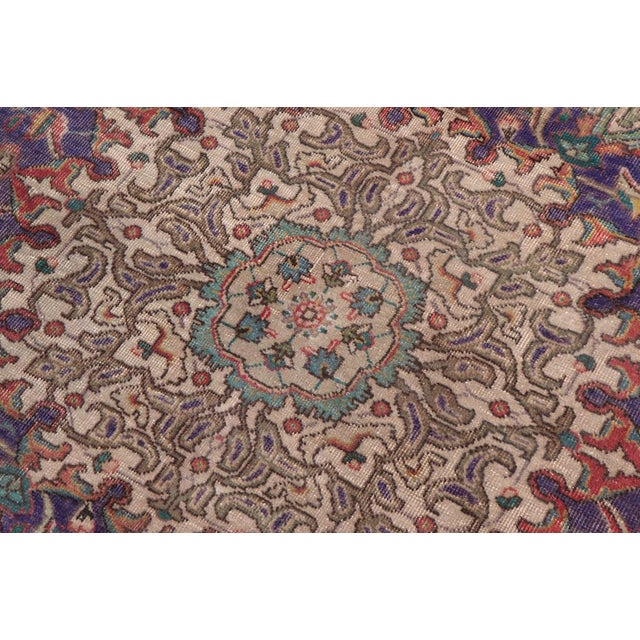 1990s Art Nouveau 1990's Vintage Blue/Rust Wool Rug - 10'3'' X 12'7'' For Sale - Image 5 of 10