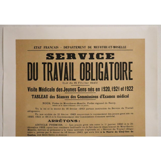 Date: 1943 Size: 22.5 x 29 inches About the Poster: The Service du travail obligatoire (STO) was the forced enlistment and...