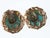 Mid Century 14k gold/Turquoise clip on earrings For Sale - Image 4 of 5