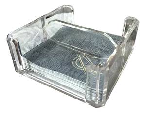 Vintage Lucite Cocktail Napkin Holder Bar Caddy After Karl Springer and Charles Hollis Jones