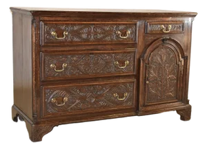 18th Century Carved Oak Dresser Base, Circa 1720