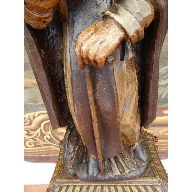 Antique Italian Carved Wood Religious Figure of Saint Anthony, 1830 For Sale - Image 9 of 18