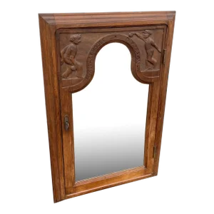 French Carved Wall Mirror Boule Tournament Game Score Board Cabinet