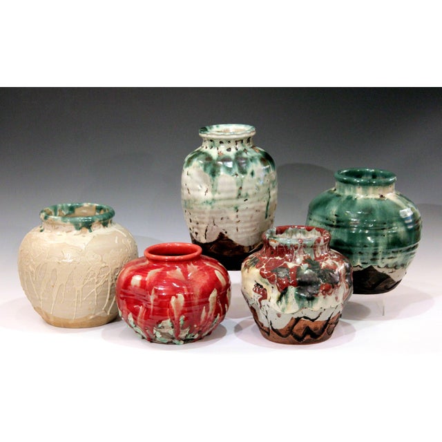 Awaji Pottery Manipulated Jar With Crawling Lava Glaze For Sale - Image 9 of 10