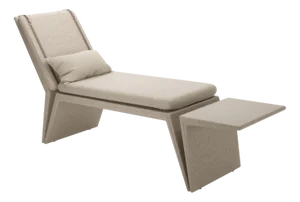 White Leather Modern Panama Chaise Lounge by Javier Gomez