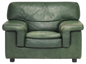 Roche Bobois Lounge Armchair in Original Green Patinated Leather 1970