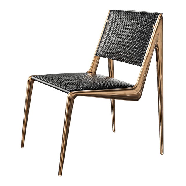 "Vanquish" Chair With Bronze and Tailor Made Leather For Sale - Image 4 of 8