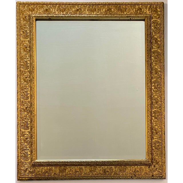 Antique Italian Renaissance Revival Giltwood & Gesso Wall Mirror, Deeply Carved For Sale - Image 4 of 9