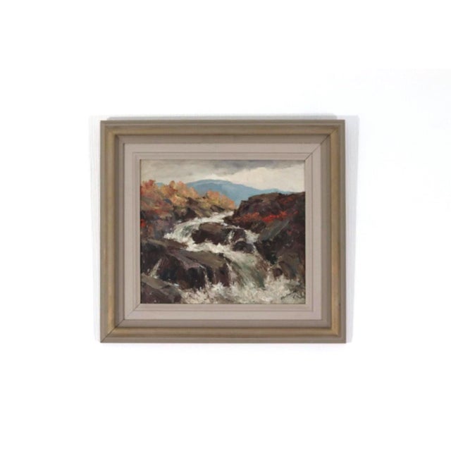 Åke Ahmlund, Landscape with Waterfall, 1960s, Oil on Panel, Framed For Sale - Image 15 of 15