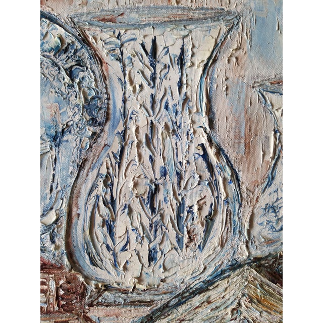 Blue "La Mer" Contemporary Original Expressionist Interior Scene Painting For Sale - Image 8 of 9