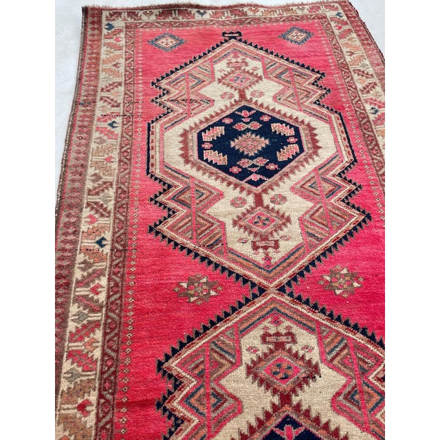 Textile Vintage Persian Runner MAGENTA Pink, Copper Indigo Purple Rug 3.7 x 10.3 For Sale - Image 7 of 12
