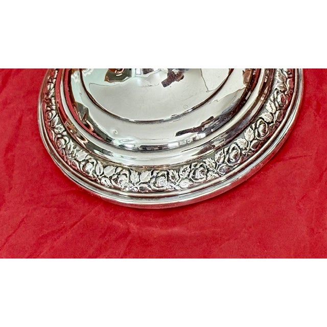 Silver Wallace Pair of Low Candlesticks Sterling Silver Candle Holders For Sale - Image 8 of 12
