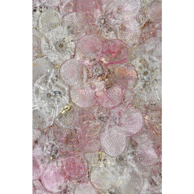 1970s Wonderful Extra Large Size Pink Murano Glass Ceiling Light Flower by Seguso For Sale - Image 14 of 15