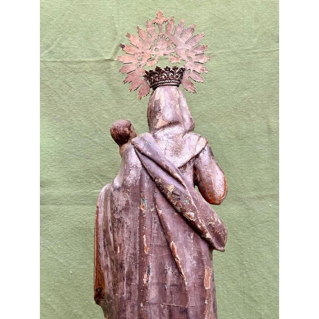 Virgin of La Antigua with Child in Polychrome Wood For Sale - Image 4 of 14