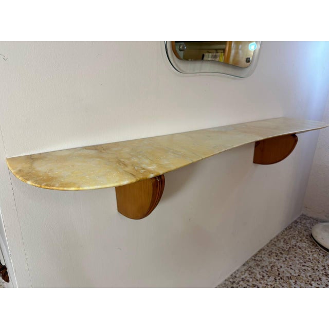 Beige Italian Art Deco Console Table and Mirror by Paolo Buffa, 1940s, Set of 2 For Sale - Image 8 of 17