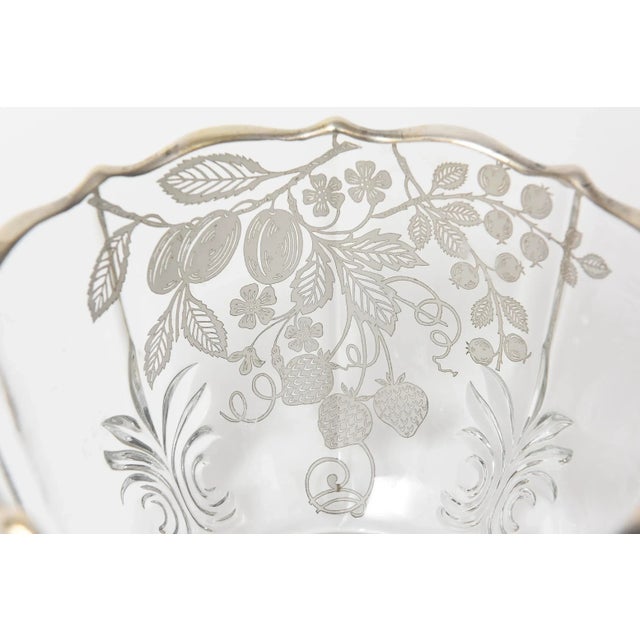 Vintage Sterling Silver Overlay Glass Fruit & Flower Basket Bowl Ice Bucket For Sale In Miami - Image 6 of 10