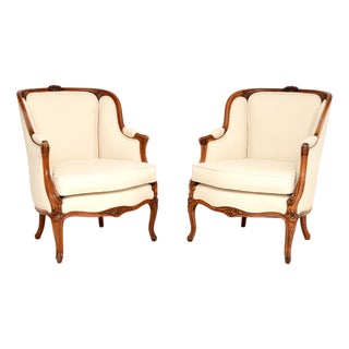 Vintage French Walnut Armchairs, 1920, Set of 2 For Sale