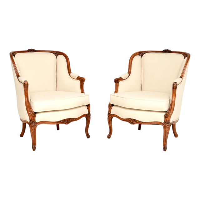 Vintage French Walnut Armchairs, 1920, Set of 2 For Sale