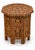 Brown Antique Middle Eastern Octagonal Carved Side Table with Brass Inlay, 1890s For Sale - Image 8 of 8