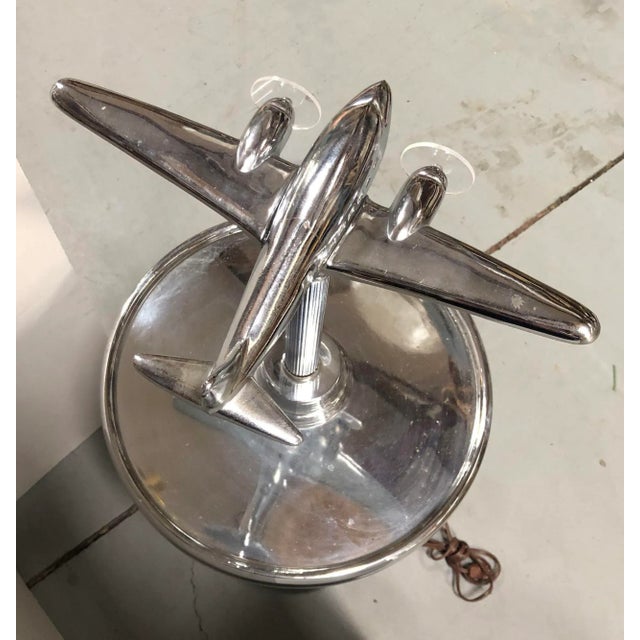 1930s Art Deco Lighted Ashtray Stand With Chrome Airplane For Sale In Los Angeles - Image 6 of 7