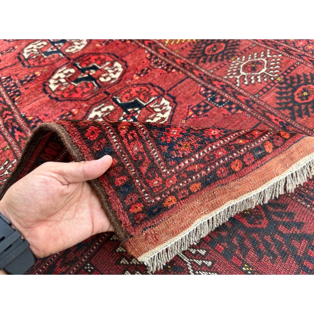 Antique Red Bukhara Hand-Knotted Wool Runner - 6'3" X 3'9" For Sale - Image 14 of 15