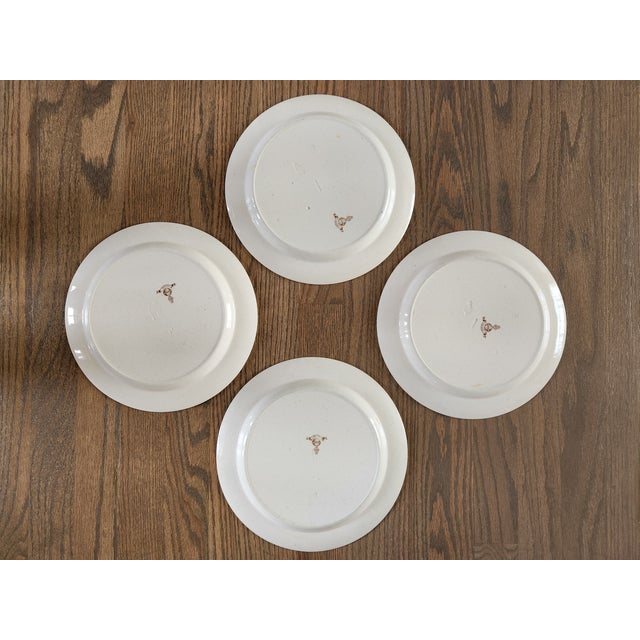 Art Deco 1940s Set of 4 Antique Art Deco 1940s Mintons Faisan Dinner Plate Minton Botanical Pheasant Bird Decor For Sale - Image 3 of 5