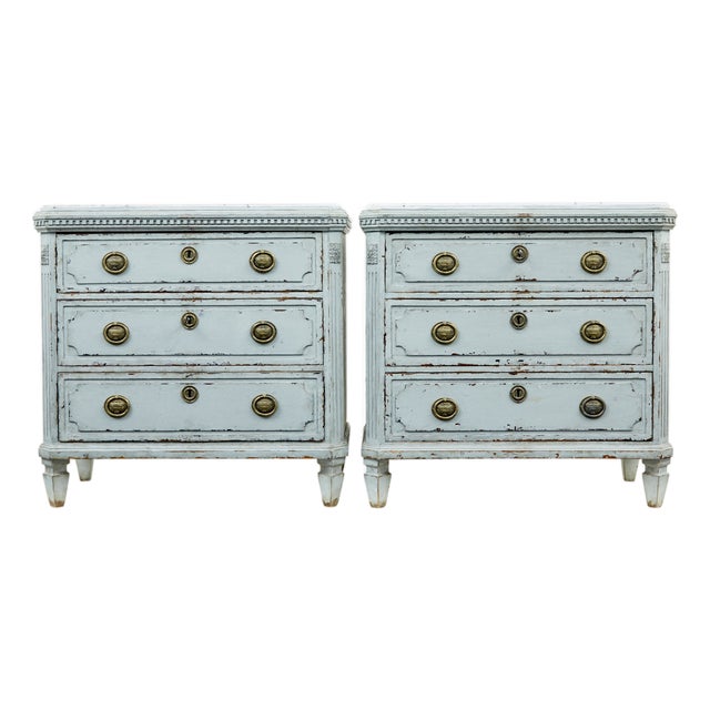 Antique Chest of Drawers with Faux Marble Tops, 1880, Set of 2 For Sale