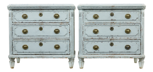 Antique Chest of Drawers with Faux Marble Tops, 1880, Set of 2